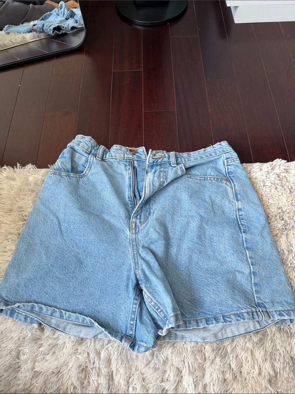 Zara Light Blue High-Waist Denim Shorts